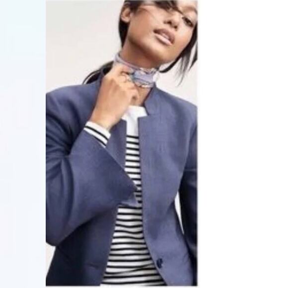 Banana Republic Long & Lean Wool Blazer Sz 6 Blue chic classic Career Gorpcore - Picture 1 of 13